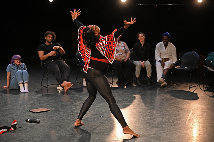 Adanna Kai Jones, professor of dance at Bowdoin College makes her presentation during the Igniting Emancipatory Possibilities through African Diaspora Dance Summit