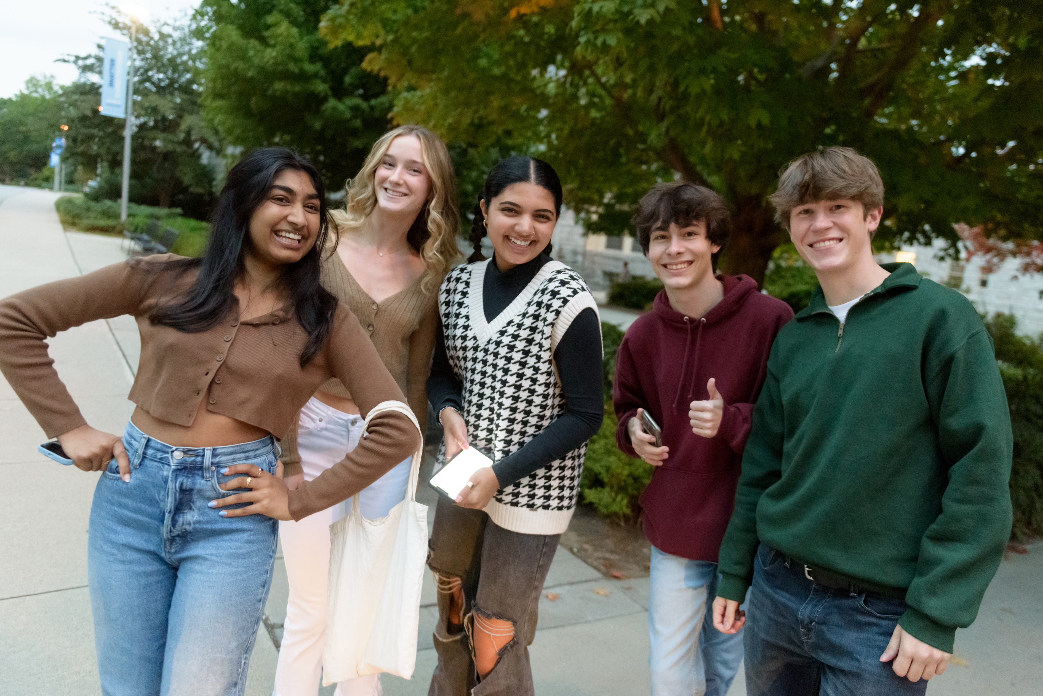 Students smiling and posing