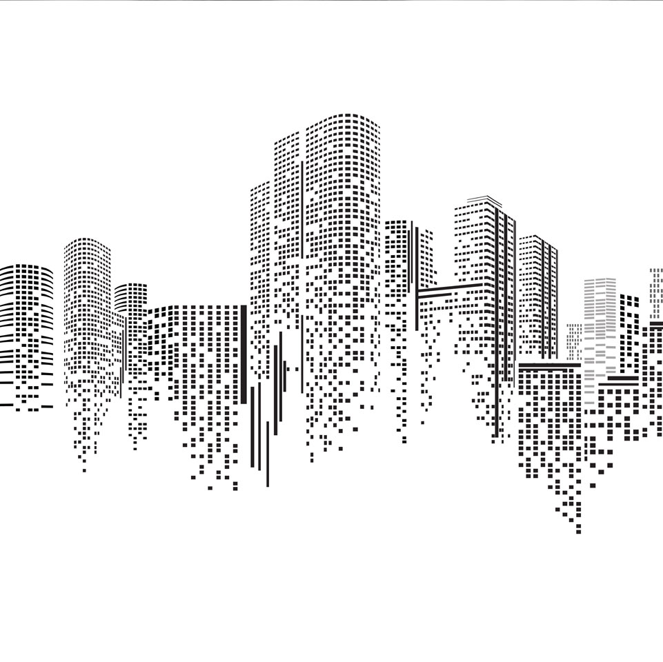 Black and white abstract image of a city