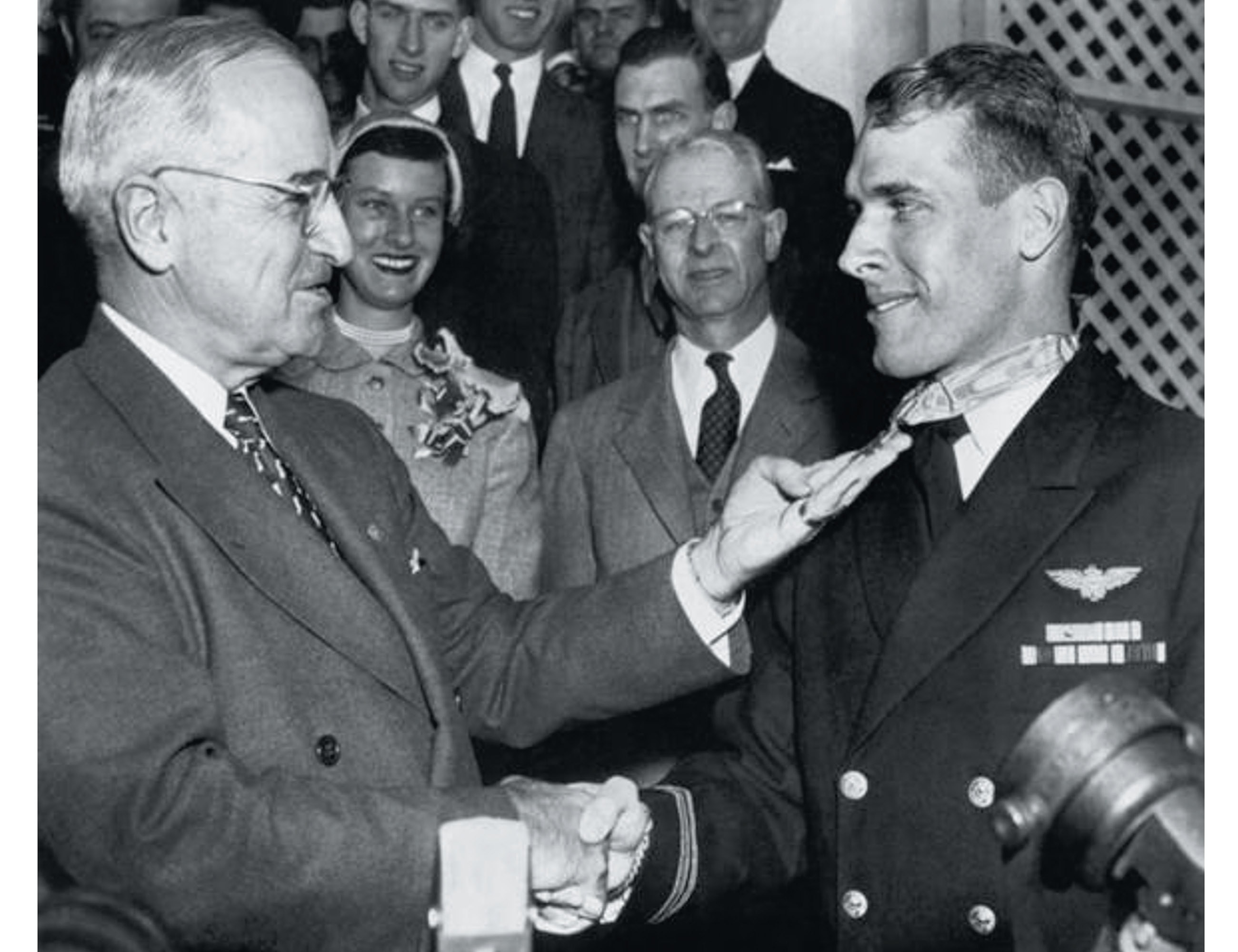 President Harry S. Truman awards Hudner Jr. the Medal of Honor on April 13, 1951.