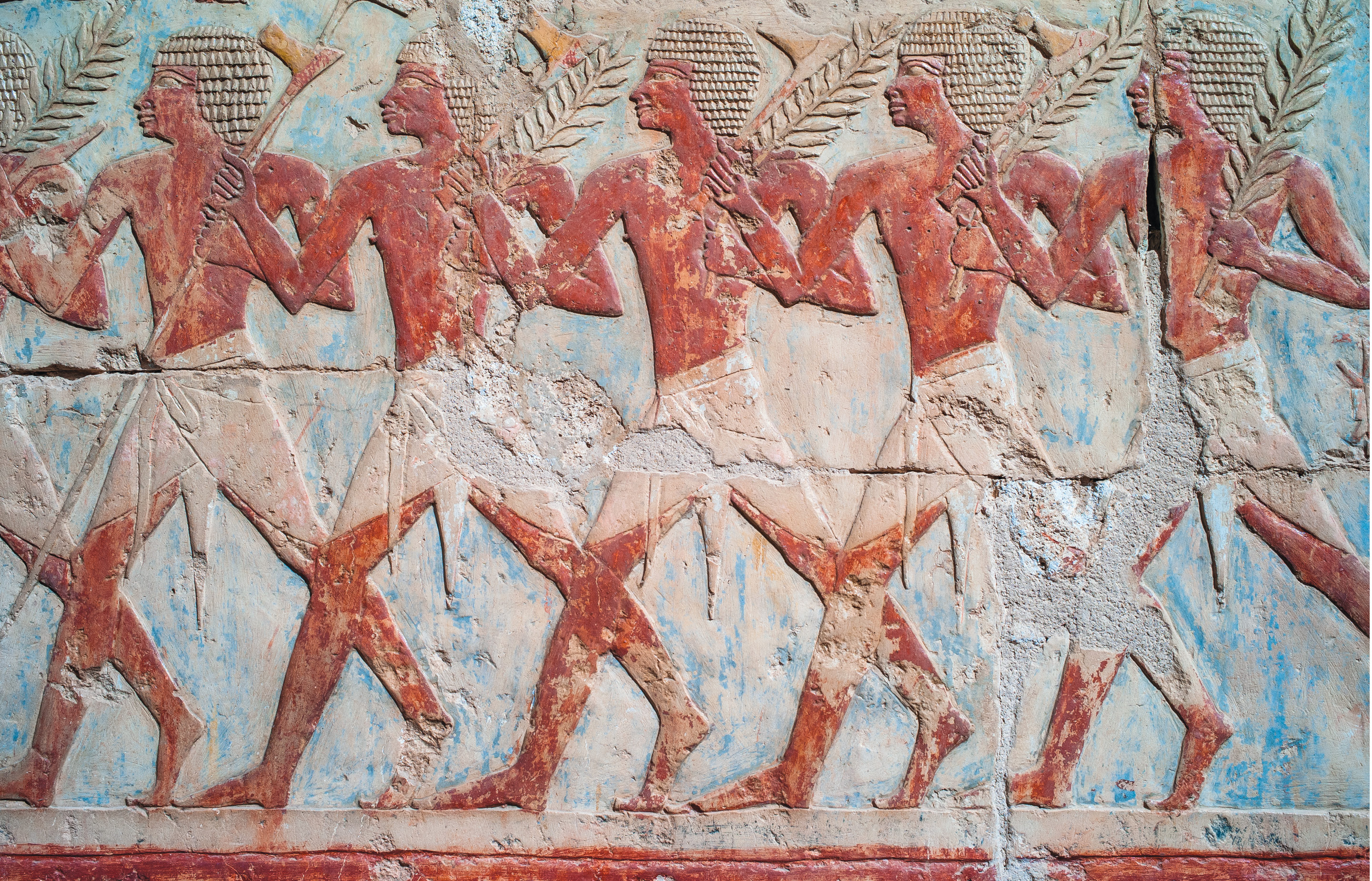 Relief in a mortuary temple in El-Bahari, Luxor, Egypt, depicting a trade expedition sent to Punt by Queen Hatshepsut, who ruled Egypt during the 15th century B.C.