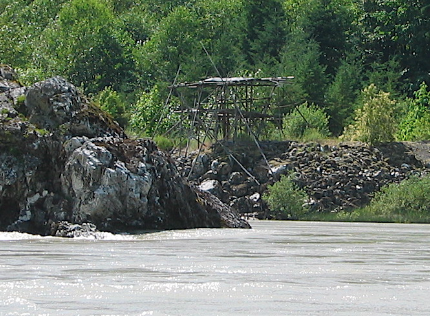 A wooden rack used to dry salmon in the upper Fraser Valley