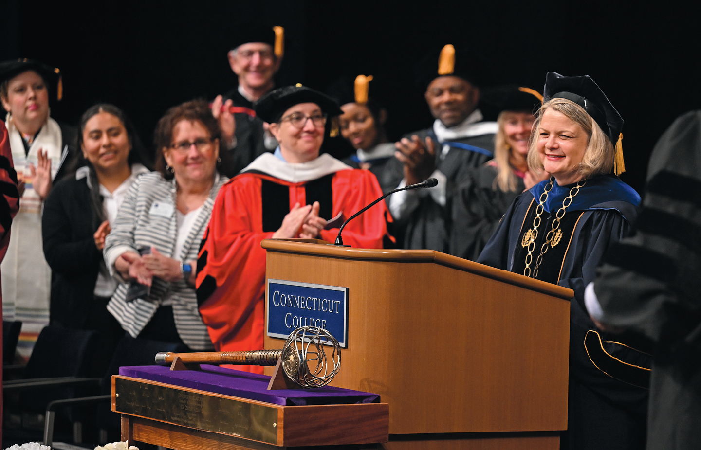 Image of President Chapdelaine smiling at her Inauguration