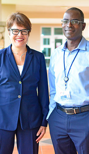 President Katherine Bergeron with Ashesi University College President Patrick Awuah