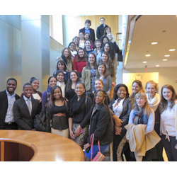 Students from the College's Holleran Center recently visited the United Nations in New York City, touring assembly rooms, listening in on briefings and dining with delegates.