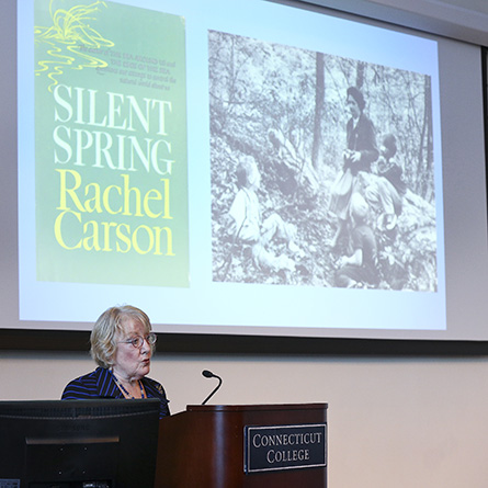 In her talk, environmental historian Linda Lear pushed the need for a continued call for activism, stressing that many of today’s environmental challenges—from climate change to fracking—have echoes of Carson’s work from the past.