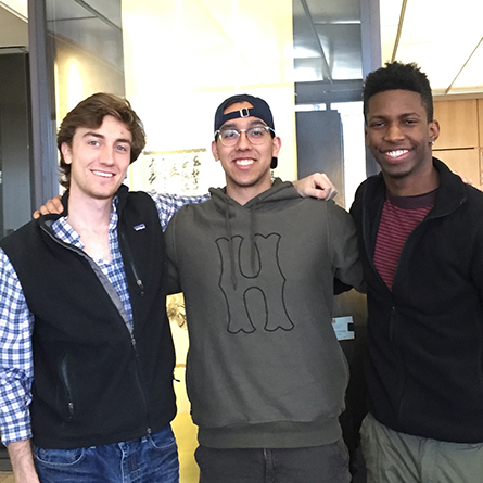 L-R: Joseph Donohue '16, Francisco Santana '18 and Jermaine Doris '19