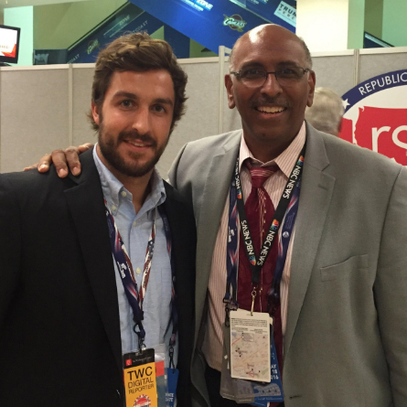 Edward Parsons ’18, left, with Michael Steele on the first day of the Republican National Convention. 