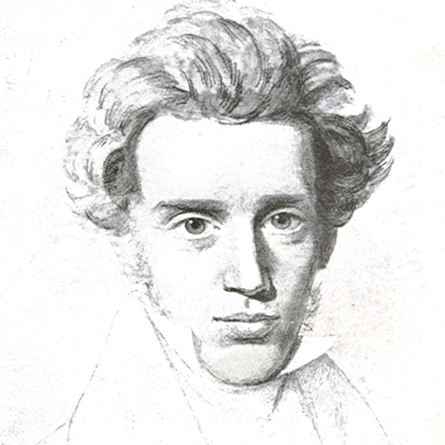 A drawing of philosopher Soren Kierkegaard