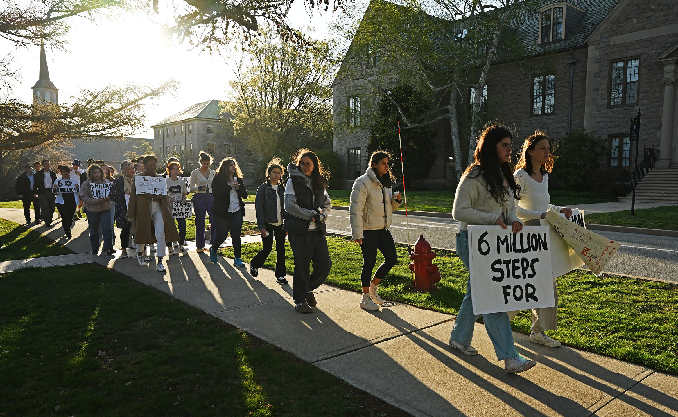 Students silently marched along Chapel Way in remembrance of the Holocaust.