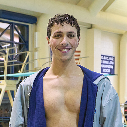 Justin Finkel ’25 has now won eight individual conference titles. Photos by Todd Balfour.