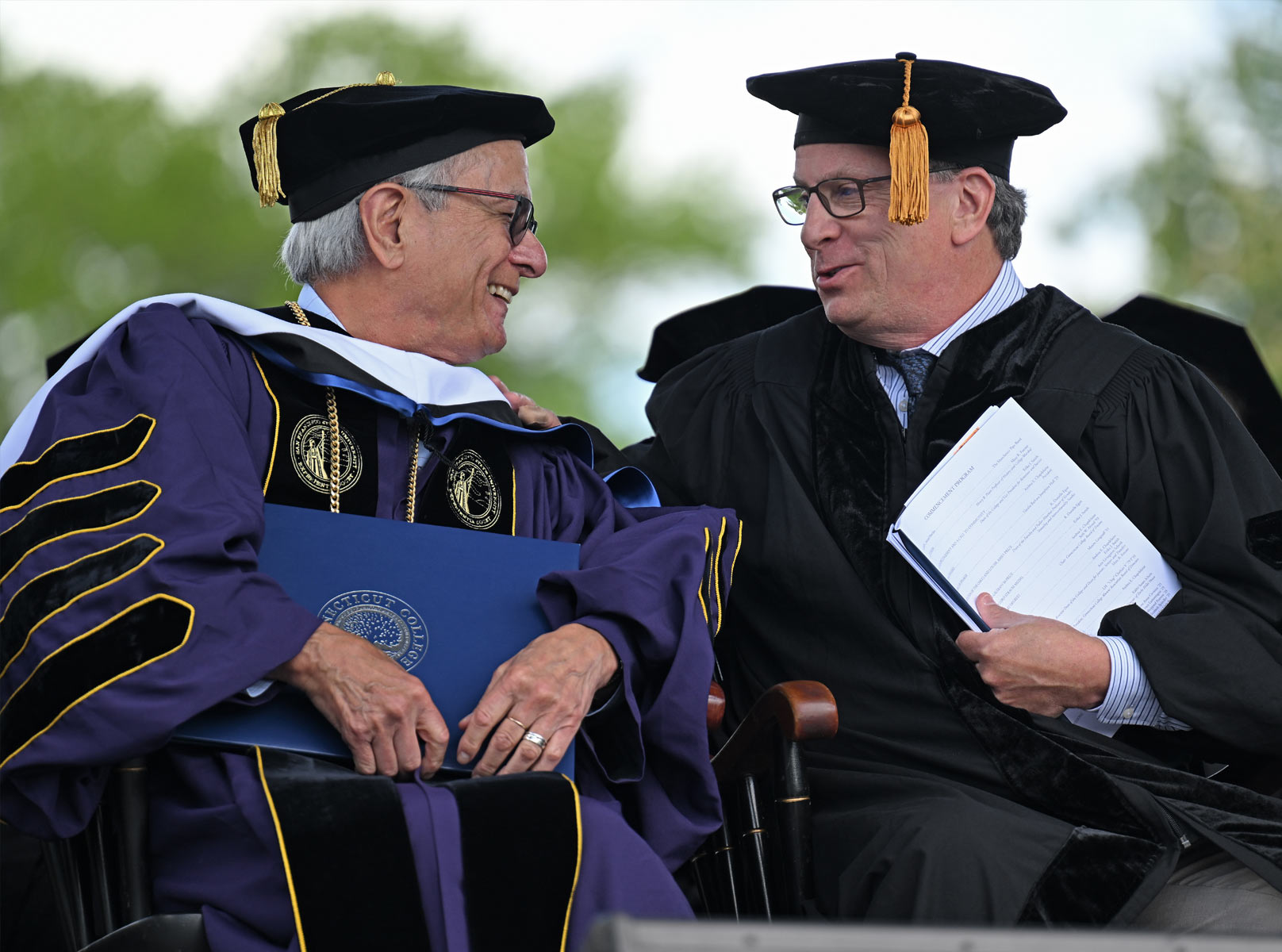 Former interim president Les Wong and keynote speaker Maxim Langstaff '81
