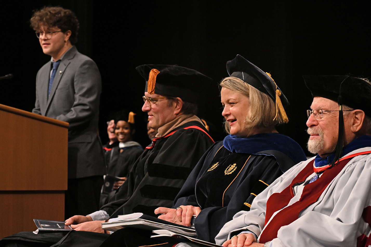 Daniel Tetreault, son of President Chapdelaine, speaks at Inauguration