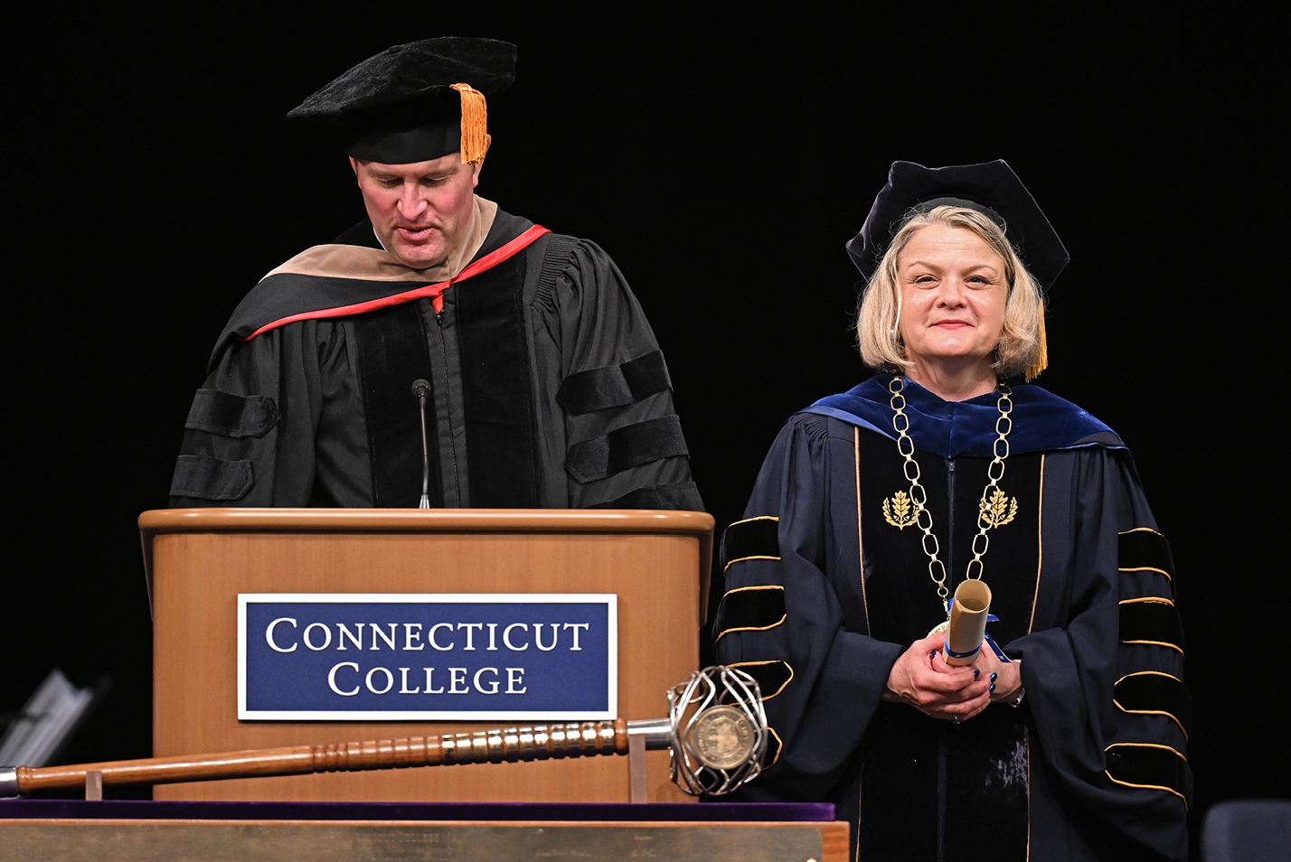 Seth Alvord '93, Chair of the Board of Trustees, with Pres. Chapdelaine at Inaguration